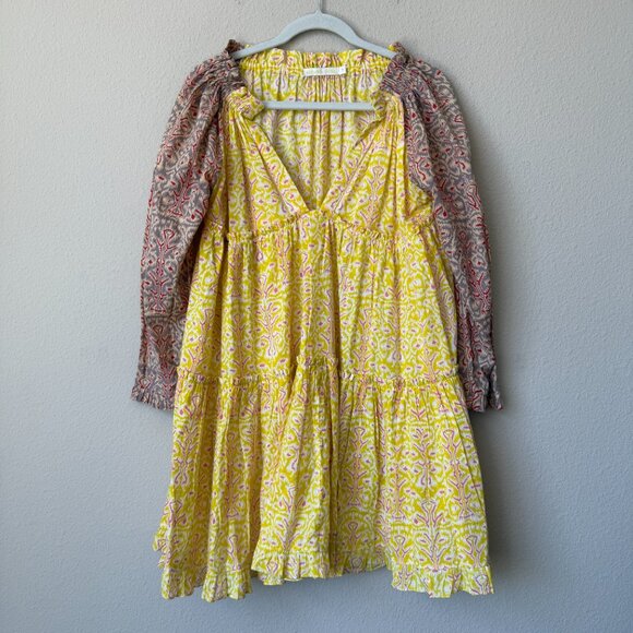 Charina Sarte Poppy Contrast Paisley Bohemian Mini Dress Size S - Picture 2 of 6